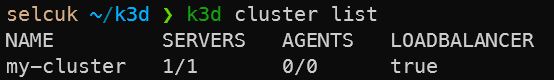 k3d cluster list